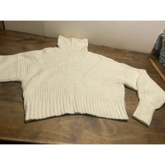 Varley Rogan Sweater Women's Large Ivory Stretch Long Sleeves Turtle Neck - Picture 5 of 13